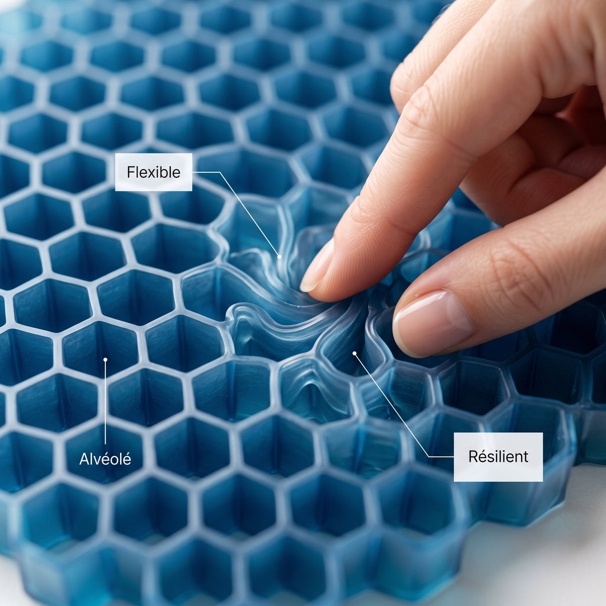 Main qui compresse le gel alvéolé